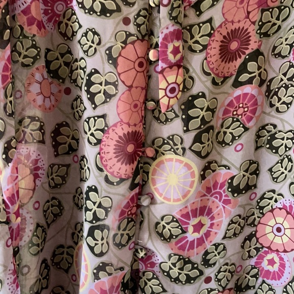 Modcloth retro 1960s floral sheer blouse with bow - Picture 2 of 7